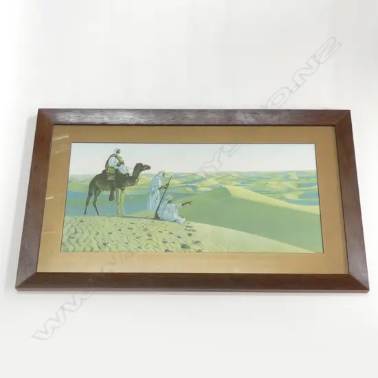 DESERT SCENES CHROMOLITHO BY LEHNERT AND LANDROCK, STAMPED LOGO. OAK FRAMED.