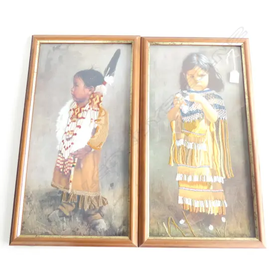 PR AMERICAN INDIAN CHILDREN PRINTED PANELS HAND STITCHED DETAIL