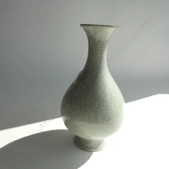 CRACKLE GLAZE CELADON VASE DRILLED FOR LAMP H.260mm