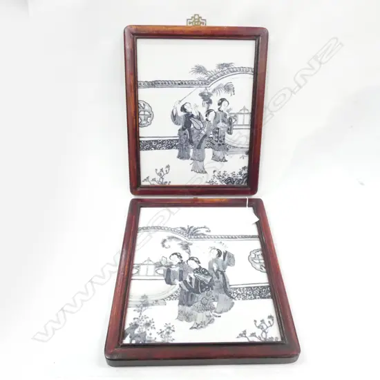 PR B&W ORIENTAL FRAMED TILES - BRASS ORIENTAL HOOKS 330 X 410MM