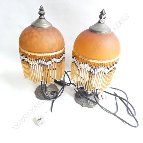 PR ORANGE GLASS FRINGED LAMPS H.340mm