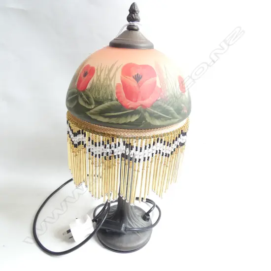 VINTAGE STYLE FRINGED GLASS LAMP H.420mm