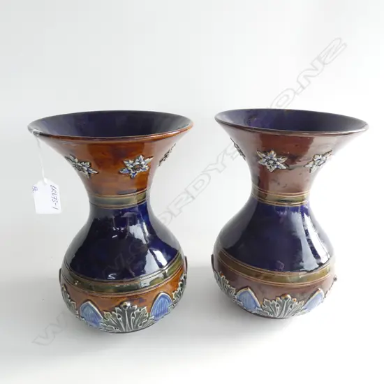 PR LGE DOULTON STONEWARE VASES. H. 240mm