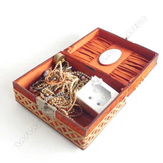 VINTAGE JEWELLERY BOX + ASST. COSTUME CONTENTS