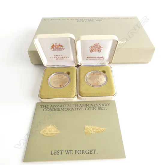 BOXED SET ANZAC 75TH ANNIVERSARY COMMEMORATIVE COIN SET - APRIL 1990