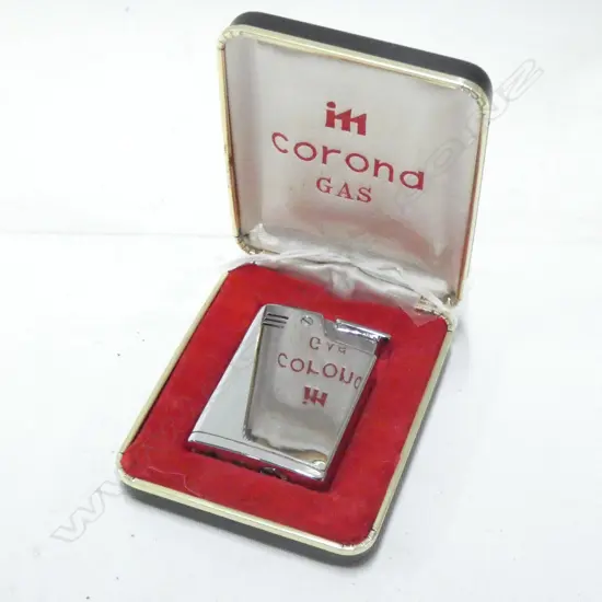 CORONA CHROME GAS LIGHTER - IN ORIGINAL BOX