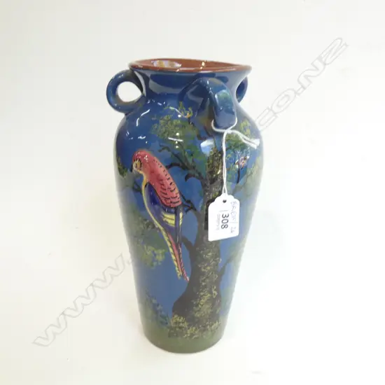 TORQUAY WARE BLUE PARROT VASE H.255mm