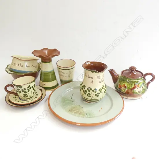 8 PCES ASST. GREEN TORQUAY WARE 