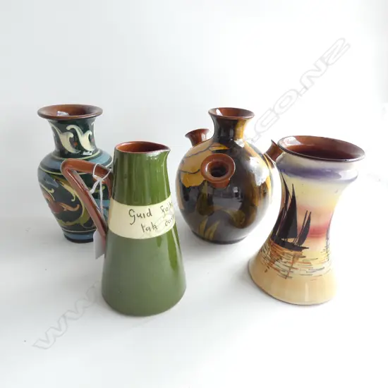 4 PCES ASST. TORQUAY WARE ART POTTERY H.160mm