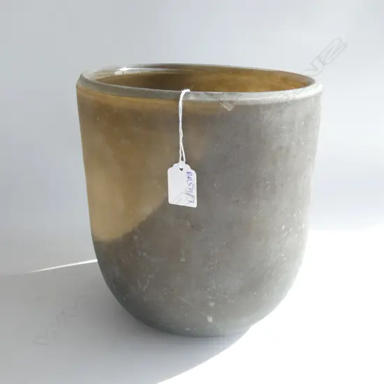 HENRY DEAN HEAVY FROSTED GREEN GLASS VASE H.260mm