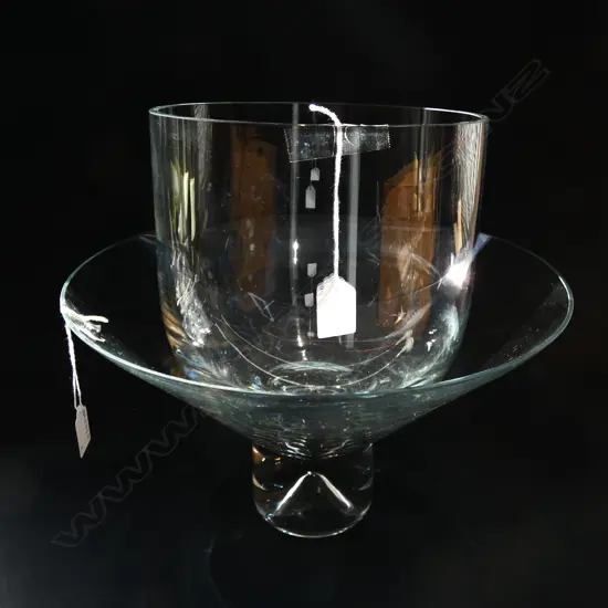 2 LARGE GLASS BOWLS; FRUIT BOWL 375mm dia