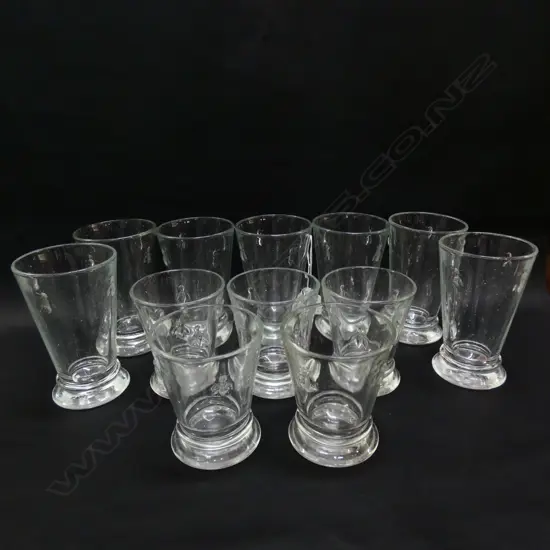 12 FRENCH 'PARIS MUSEES' WATER GLASSES; 7 140mm 5 105mm