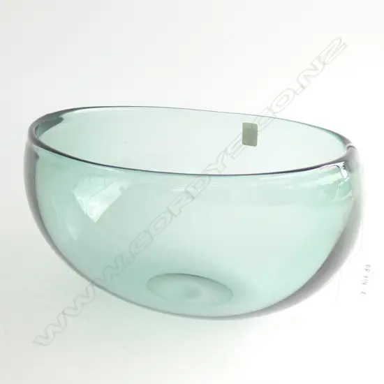 "HOLME GAARD" OVAL GREEN TINT GLASS BOWL 170mm x 200mm