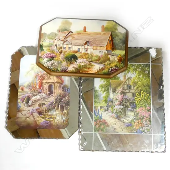 PR MIRROR FRAMED COTTAGE SCENES & 1 OTHER