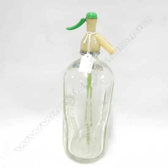 GREY & MENZIES SODA SYPHON / GREEN GLASS STRAW H. 335MM