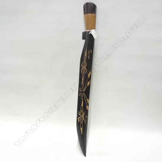 1975 SUVA FIJI WOODEN CARVED KNIFE - L 660MM