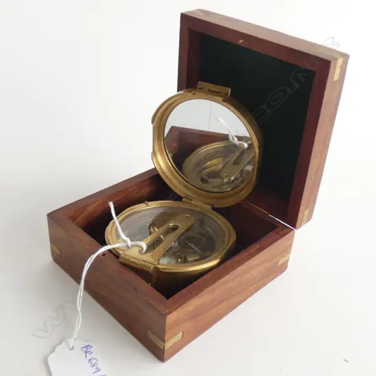 BRASS COMPASS IN CASE; STANLEY LONDON