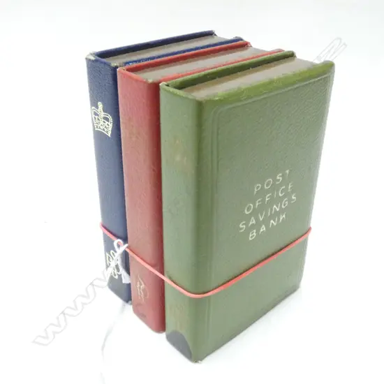 3 POST OFFICE SAVINGS BANK MONEY BOXES - 1 WITH UNKNOWN CONTENTS