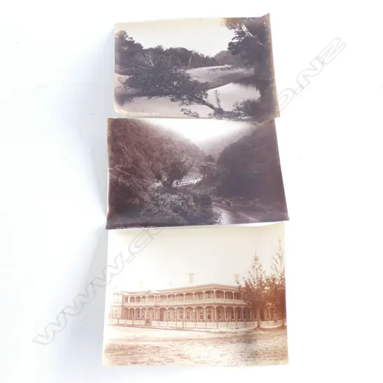 3 BURTON BROS. 19thC PHOTOS 5.5x7.75". 'MANAWATU GORGE'..