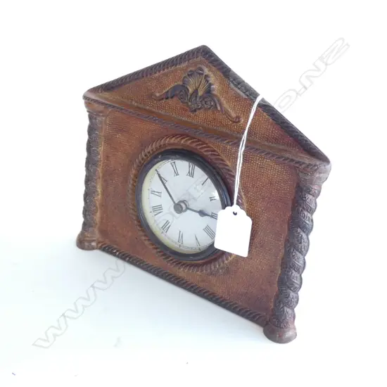 BROWN METAL CLOCK H.180mm