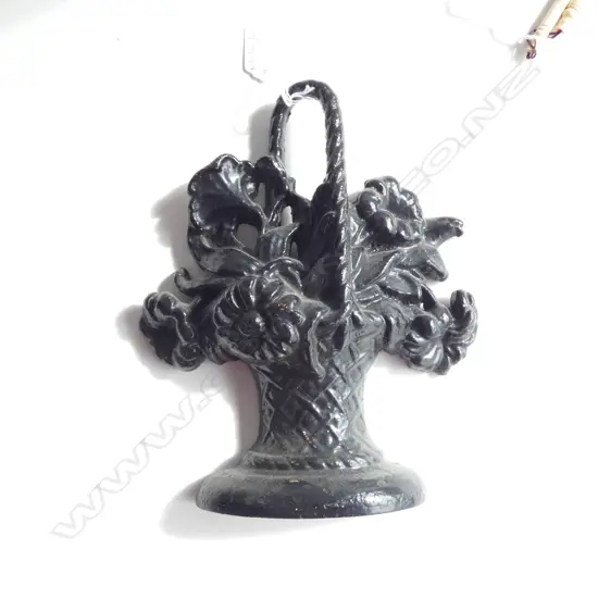 BLACK PAINTED CAST IRON FLOWER BASKET DOOR STOPPER H.245mm