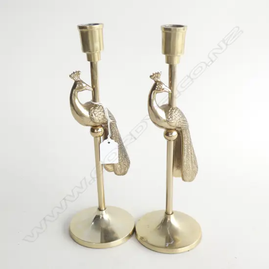 PR BRASS PEACOCK CANDLESTICKS H.290mm