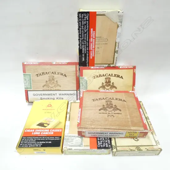 6 WOODEN CIGAR BOXES & MONTECRISTO HUMIDOR