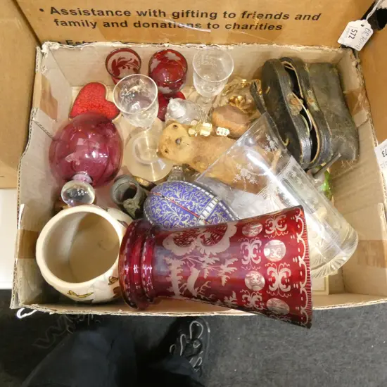 BOX LOT ASST. OLD GLASS / OPERA GLASSES ETC