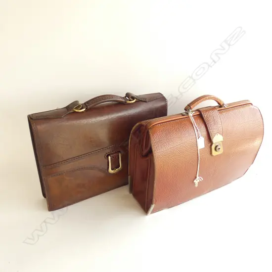 2 LEATHER BRIEFCASES 1 w. KEY