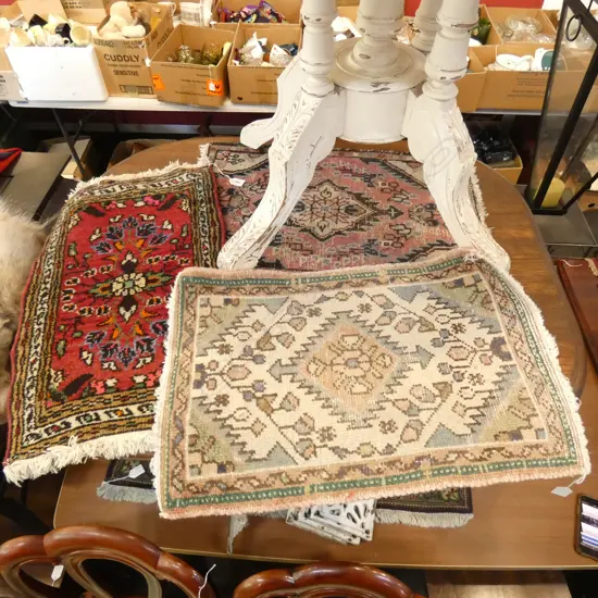 3 SMALL HAND KNOTTED RUGS 600x430mm