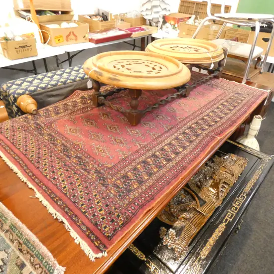 HAND KNOTTED WOOL PILE RED RUG 1550x900mm