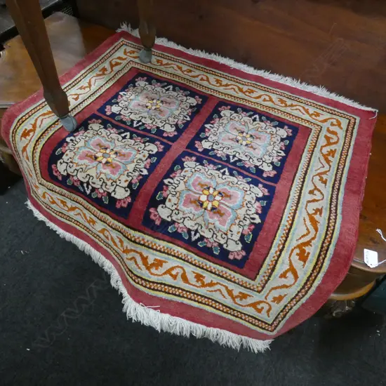 IRANIAN AHMAD HAND KNOTTED WOOL PILE RED SQUARE CARPET 800x800mm