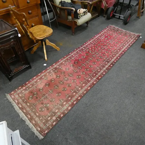HAND KNOTTED TURKOMAN RUNNER SOME FADING 2870 X 820 MM