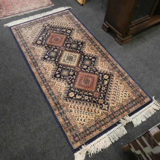 MACHINE MADE   BLUE WOOL PILE RUG 1600x820mm