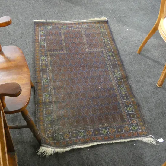HAND KNOTTED ALL WOOL BLUE RUG 1370x800mm