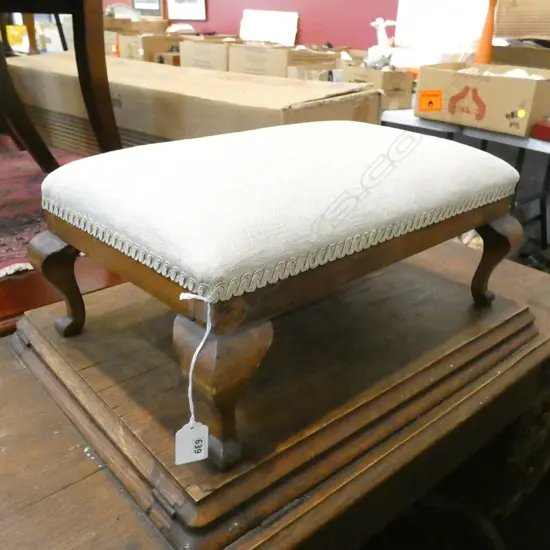 SMALL WHITE UPHOLSTERED STOOL W.430mm