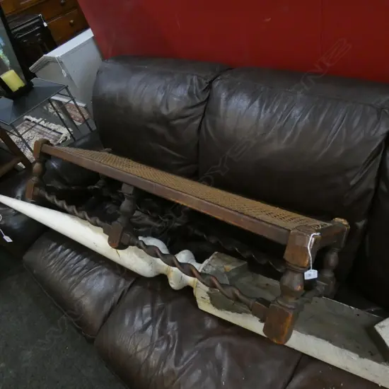 OAK BARLEY TWIST LONG STOOL & CUSHION L.1020mm