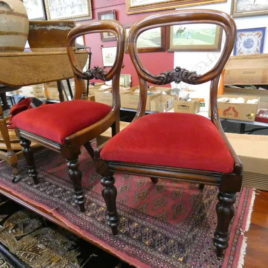 PR MID-VICTORIAN QUALITY BALLOON BACK CHAIRS UPHOLSTERED