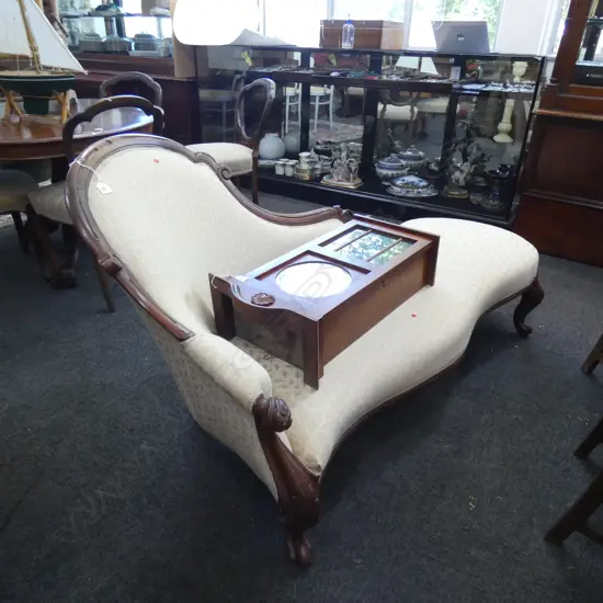 MAHOGANY FRAMED VICTORIAN CHAISE LONGUE L 1630 MM