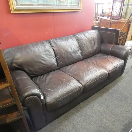 LEATHER THREE SEATER SOFA