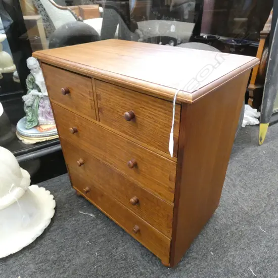 RETRO / MID CENTURY MINIATURE CHEST OF 5 DRAWERS - FINE GRAIN & DOVETAILING DETAIL TO FRONT...