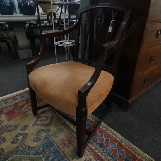 MID VICTORIAN SHERATON STYLE MAHOGANY ARMCHAIR