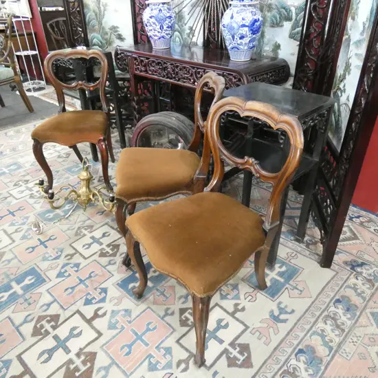 3 VICTORIAN BALLOON BACK CHAIRS