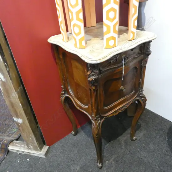 FRENCH STYLE BEDSIDE CABINET WITH FAUX MARBLE TOP H780 MM