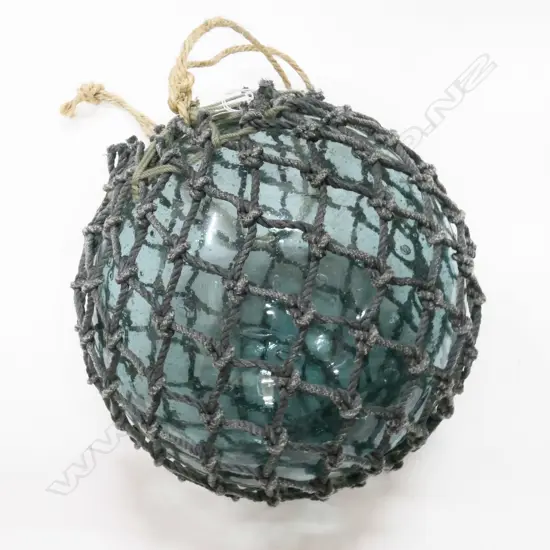 OLD GLASS FISHING FLOAT WITH GREY NETTING Dia.280mm