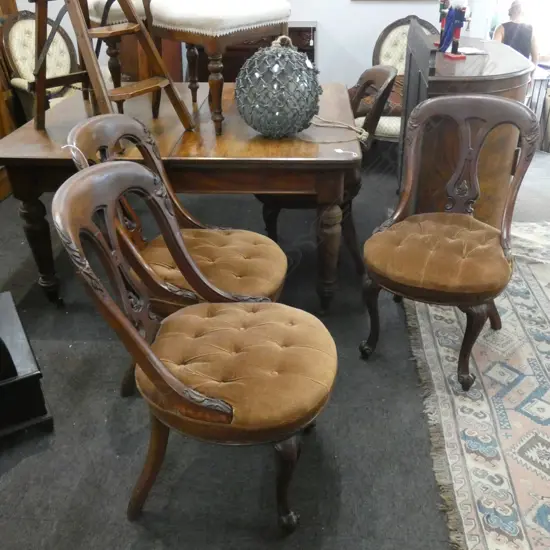 4 VICTORIAN UPHOLSTERED DINING CHAIRS AF