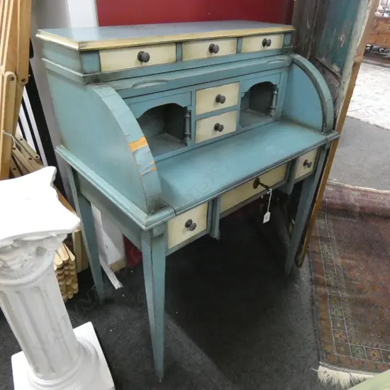 BLUE PAINTED DESK W.790mm H.1010mm