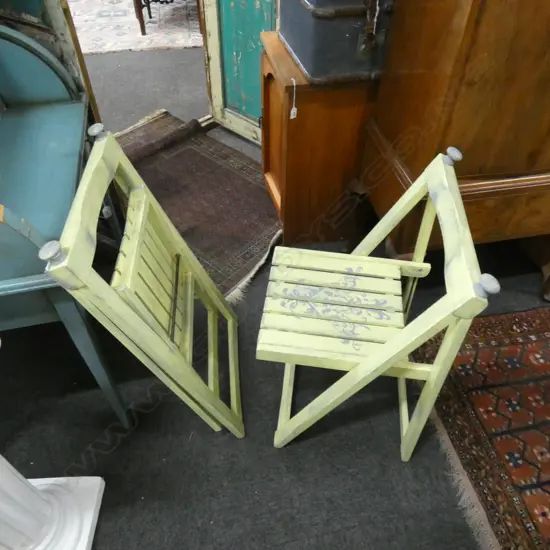 PR GREEN PAINTED FOLDING CHAIRS 