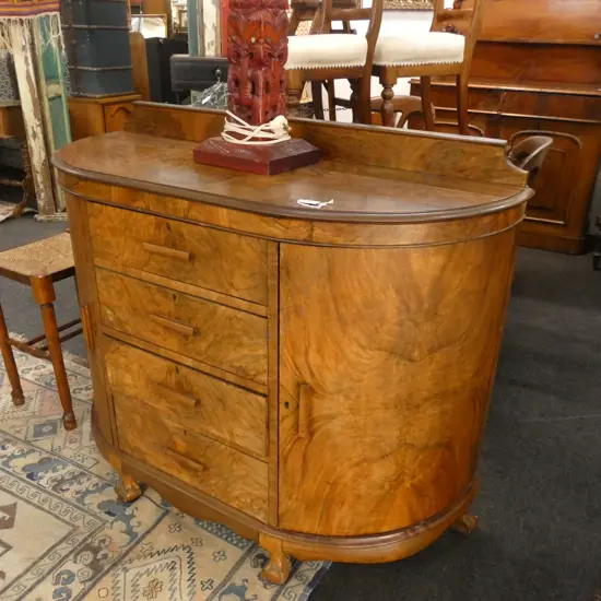 EUROPEAN WALNUT DEMILUNE SMALL SIDEBOARD 1200 x 480 x 1020mm