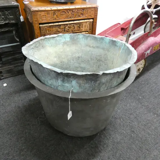 2 OLD LAUNDRY COPPERS H.370mm 500mm dia